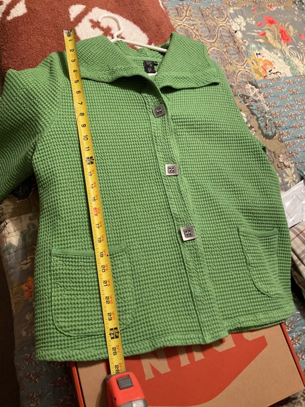 Women's Lime Green Waffle-Texture Utility Jacket - Picture 5 of 5